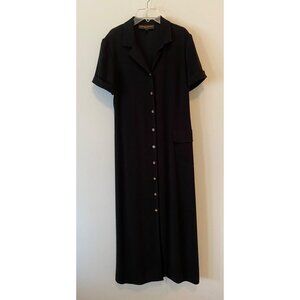 Donna Ricco Black Button-Front Dress Short Sleeve Collared Size 6